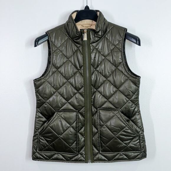 Kate Spade quilted olive green full zip vest size medium - Picture 1 of 8